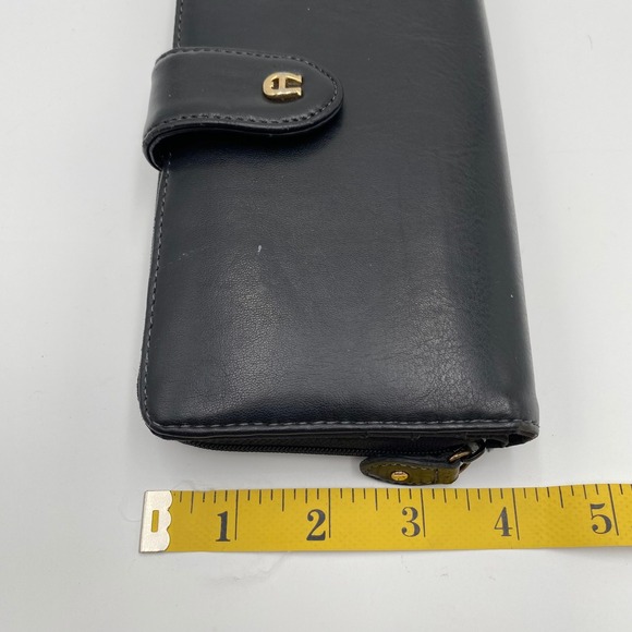 Vintage Aigner Black Leather Long Wallet Organizer Snap Closure Zip Around - Picture 8 of 8